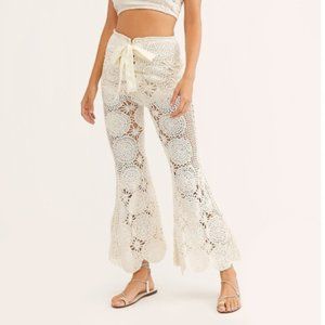 🔆NWT Free People Ivory Crochet Flare Leg Pants